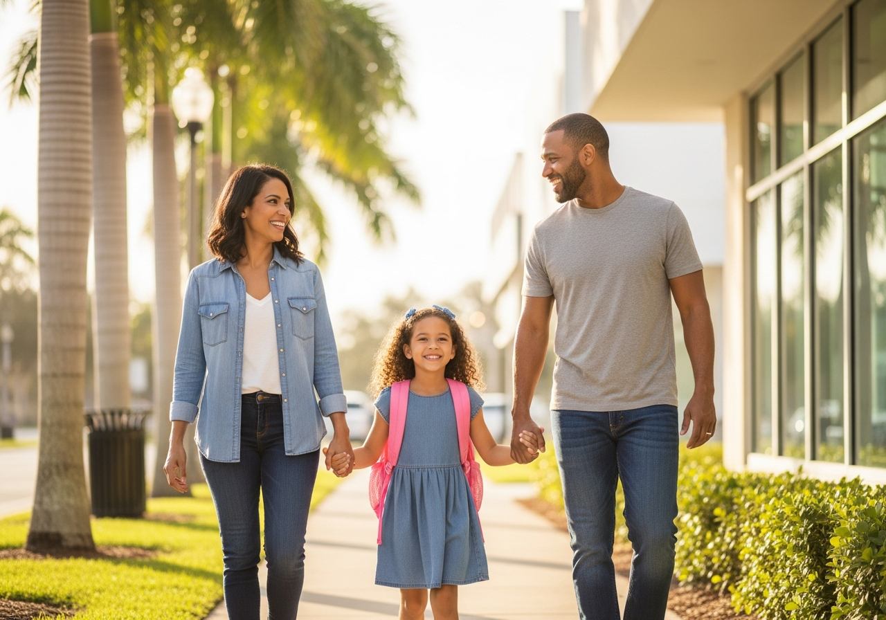 Elementary-age children smiling in a warm, friendly school setting
